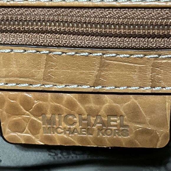 Stunning Michael Kors Alligator Print Leather Camel Handbag Chain Shoulder Bag - Picture 13 of 13